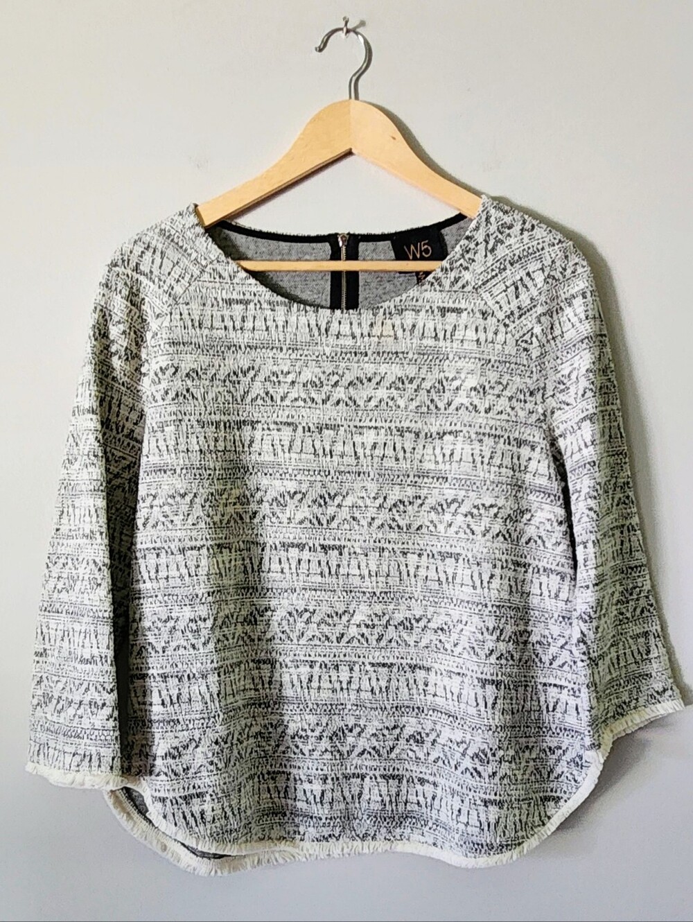 Anthropologie W5 Black and White Textured Top Sz M - Picture 1 of 5